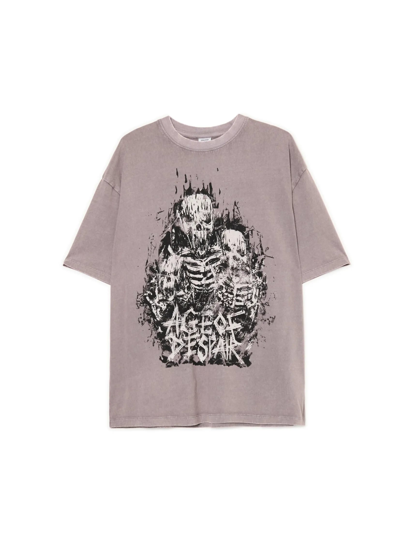 Hot Cropp Szara koszulka z motywem kościotrupów UNISEX szary