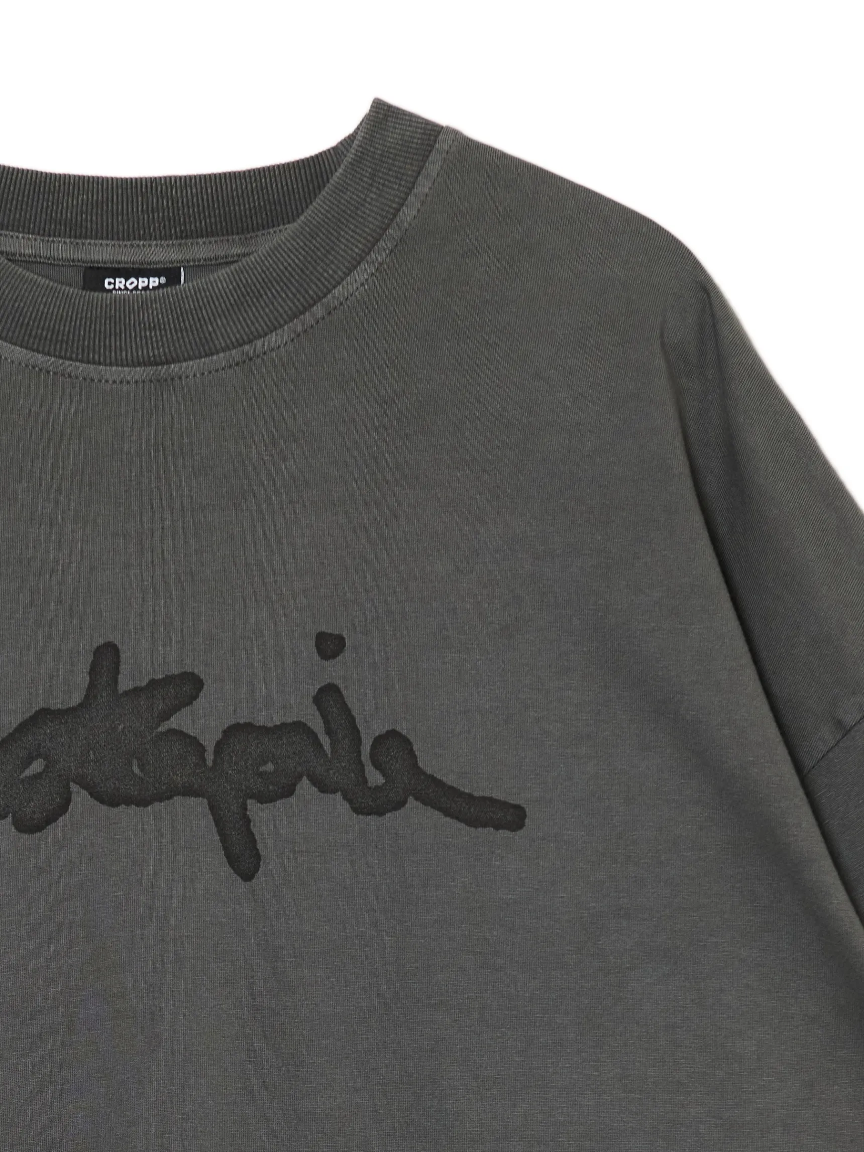 Discount Cropp Szara koszulka z napisem szary
