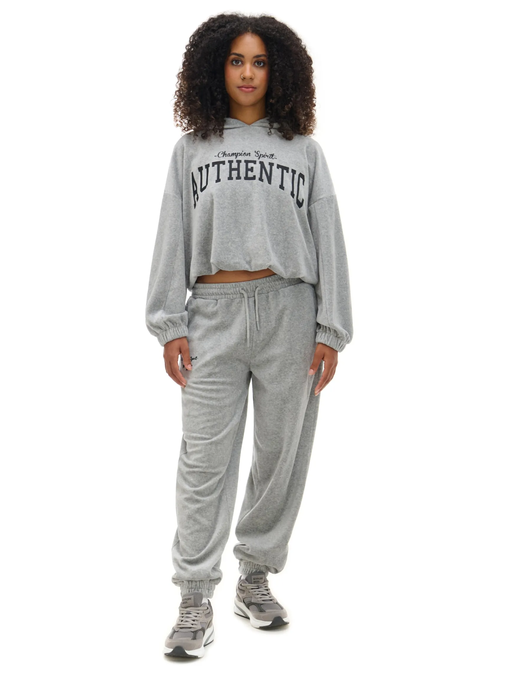 Online Cropp Szara krótka bluza boxy jasnyszary