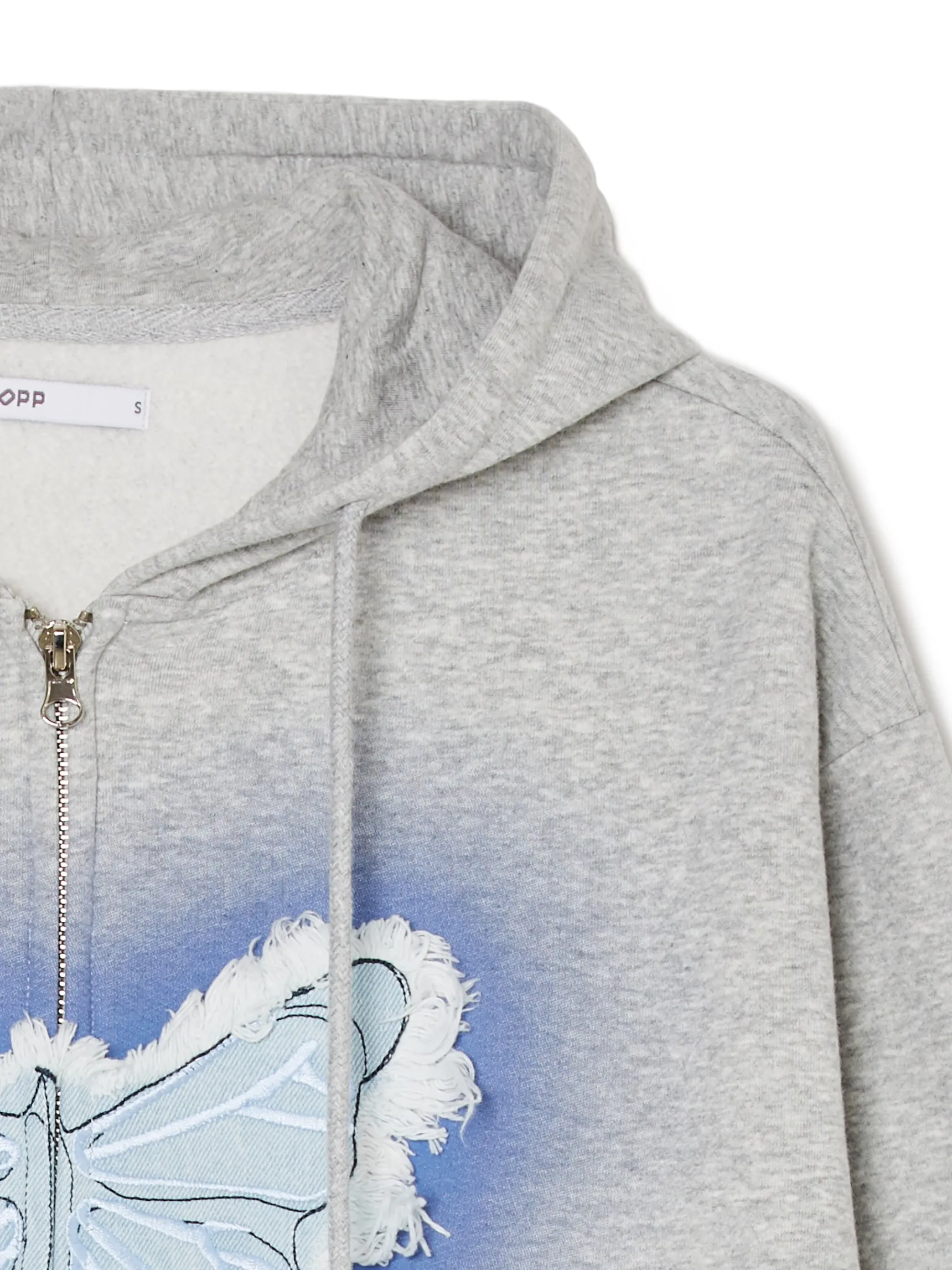 Online Cropp Szara krótka bluza z motylem jasnyszary