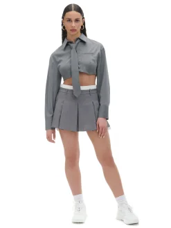 Online Cropp Szara mini z plisami jasnyszary