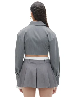 Online Cropp Szara mini z plisami jasnyszary