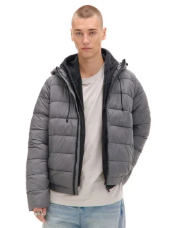 Clearance Cropp Szara pikowana kurtka z kapturem szary