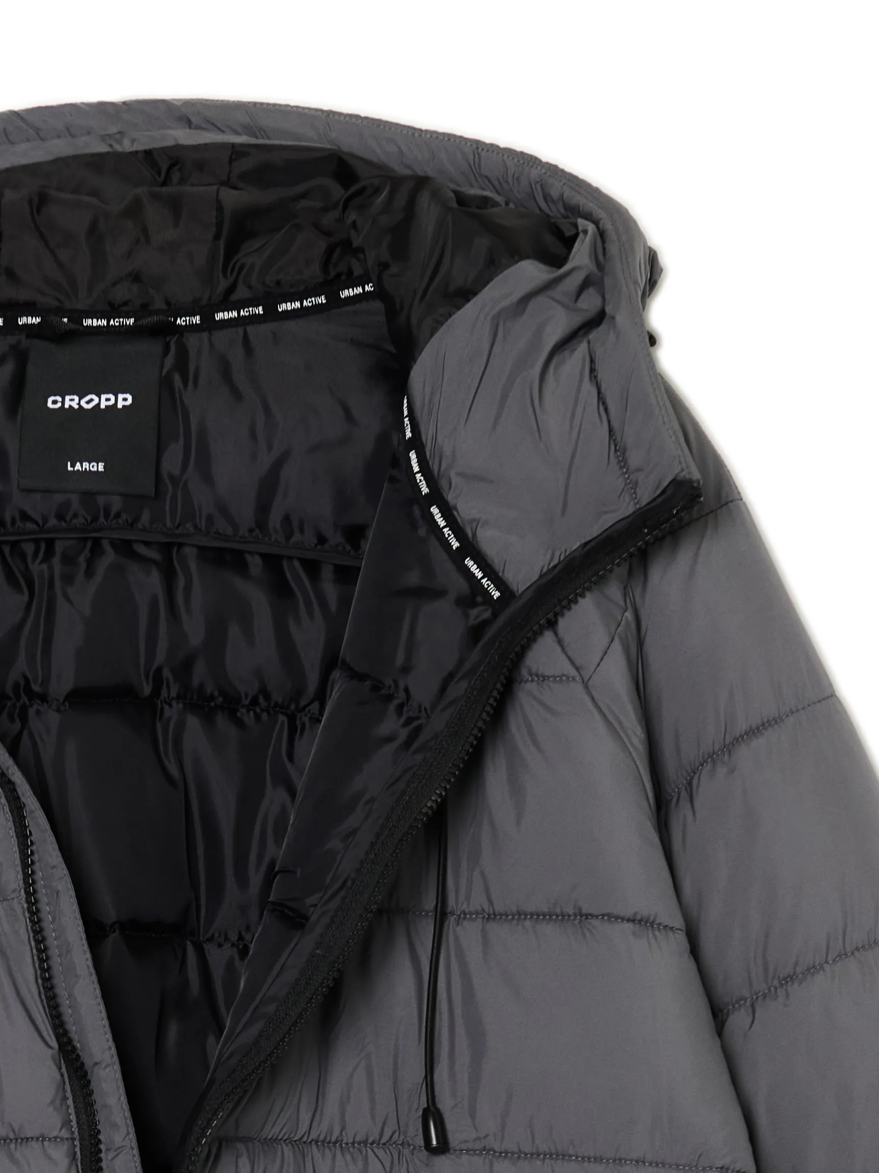 Clearance Cropp Szara pikowana kurtka z kapturem szary