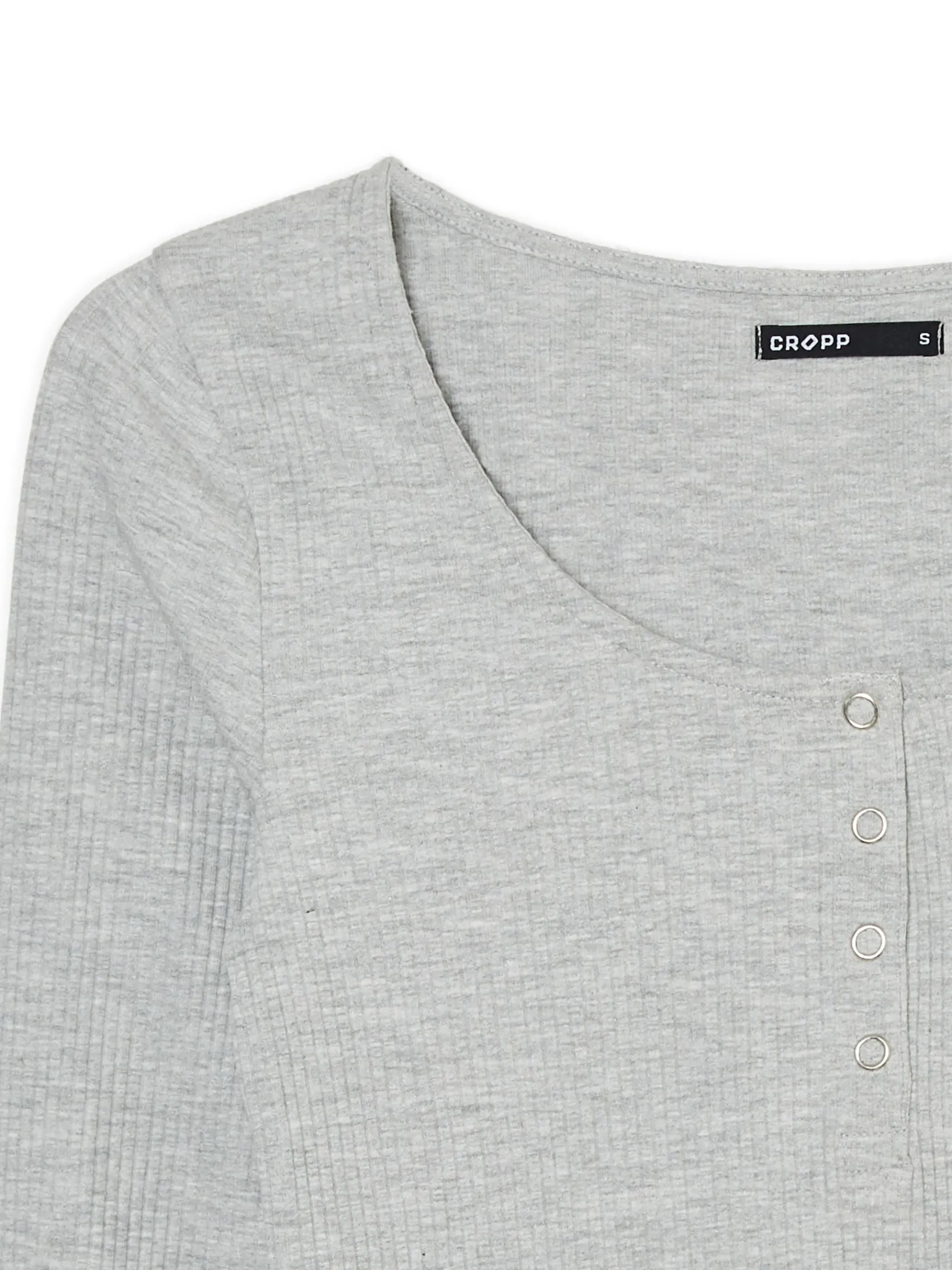Fashion Cropp Szara prążkowana bluzka na napy jasnyszary