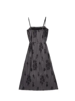 Clearance Cropp Szara sukienka midi w kwiaty zielony