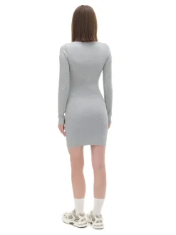 Best Cropp Szara sukienka mini z długimi rękawami jasnyszary