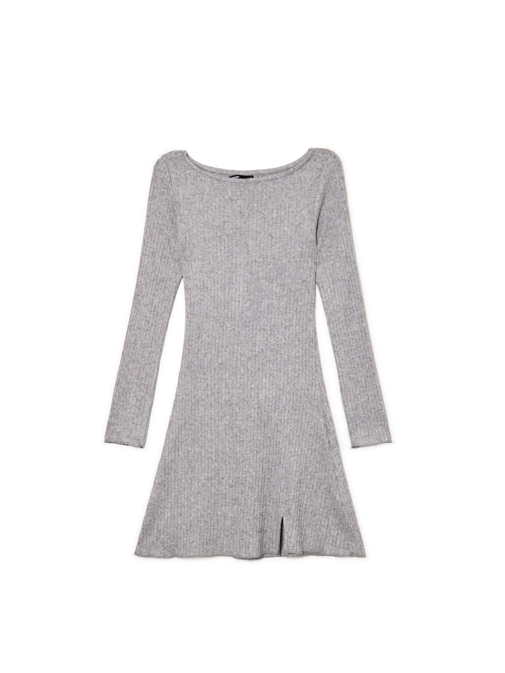 Sale Cropp Szara sukienka mini z długimi rękawami szary