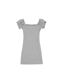 Hot Cropp Szara sukienka mini z krótkimi rękawkami jasnyszary