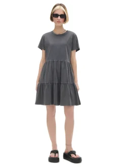 Discount Cropp Szara sukienka mini z marszczeniami szary