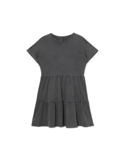 Discount Cropp Szara sukienka mini z marszczeniami szary