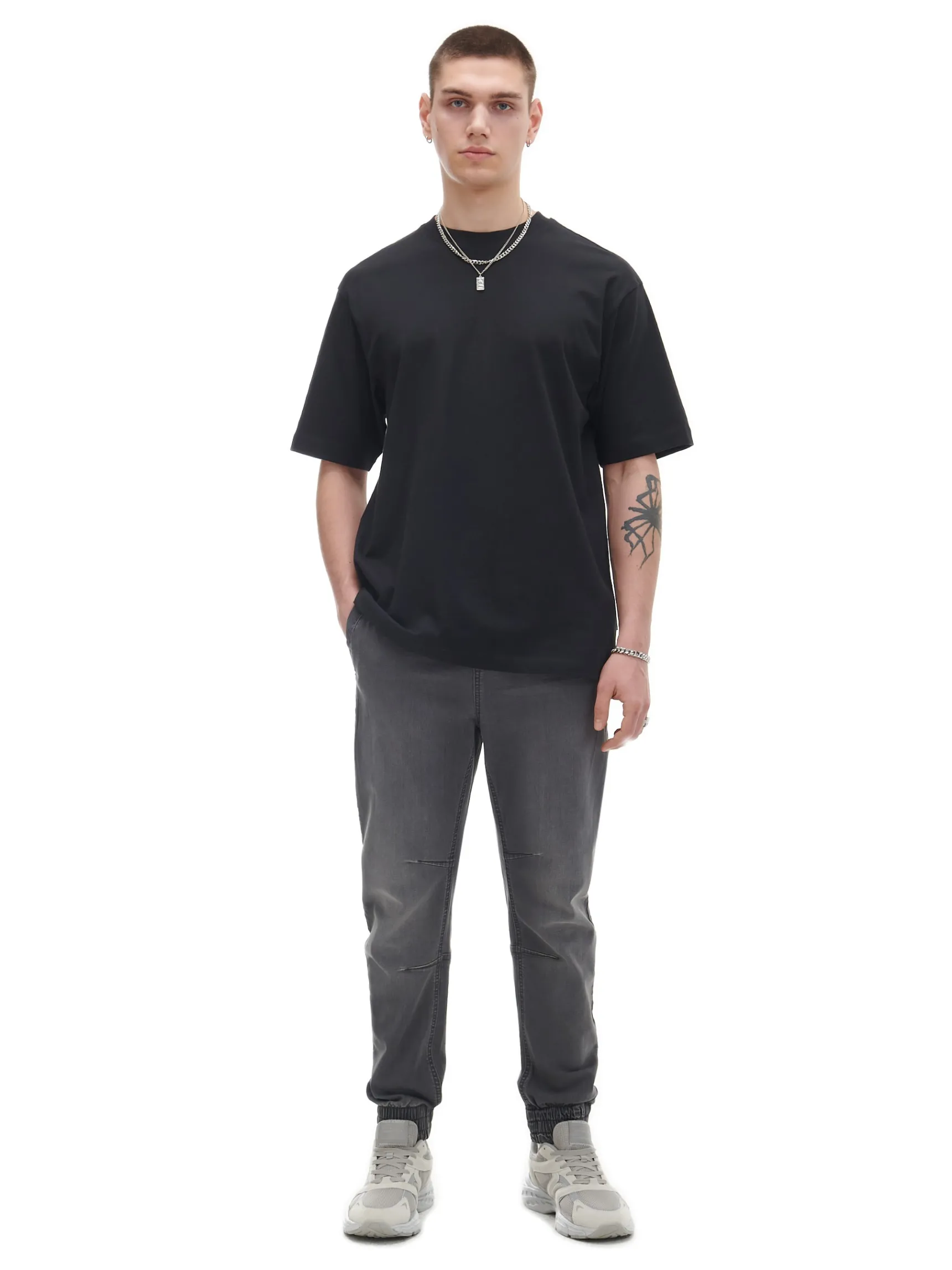 New Cropp Szare jeansowe joggery chino szary
