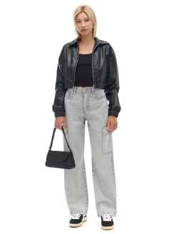 Sale Cropp Szare jeansy baggy jasnyszary