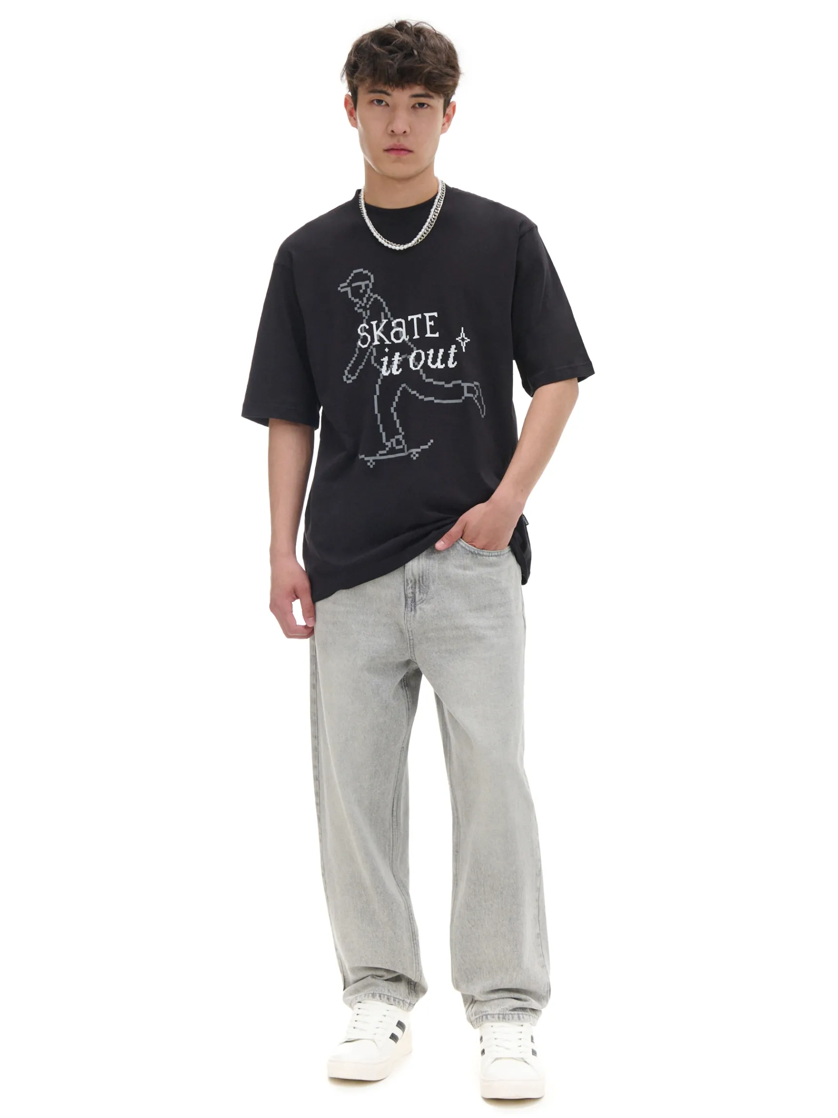 Fashion Cropp Szare jeansy loose jasnyszary