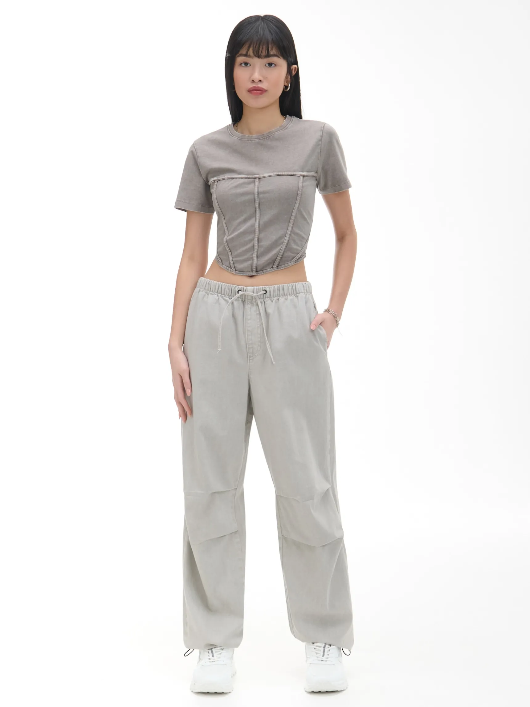 Online Cropp Szare jeansy parachute jasnyszary