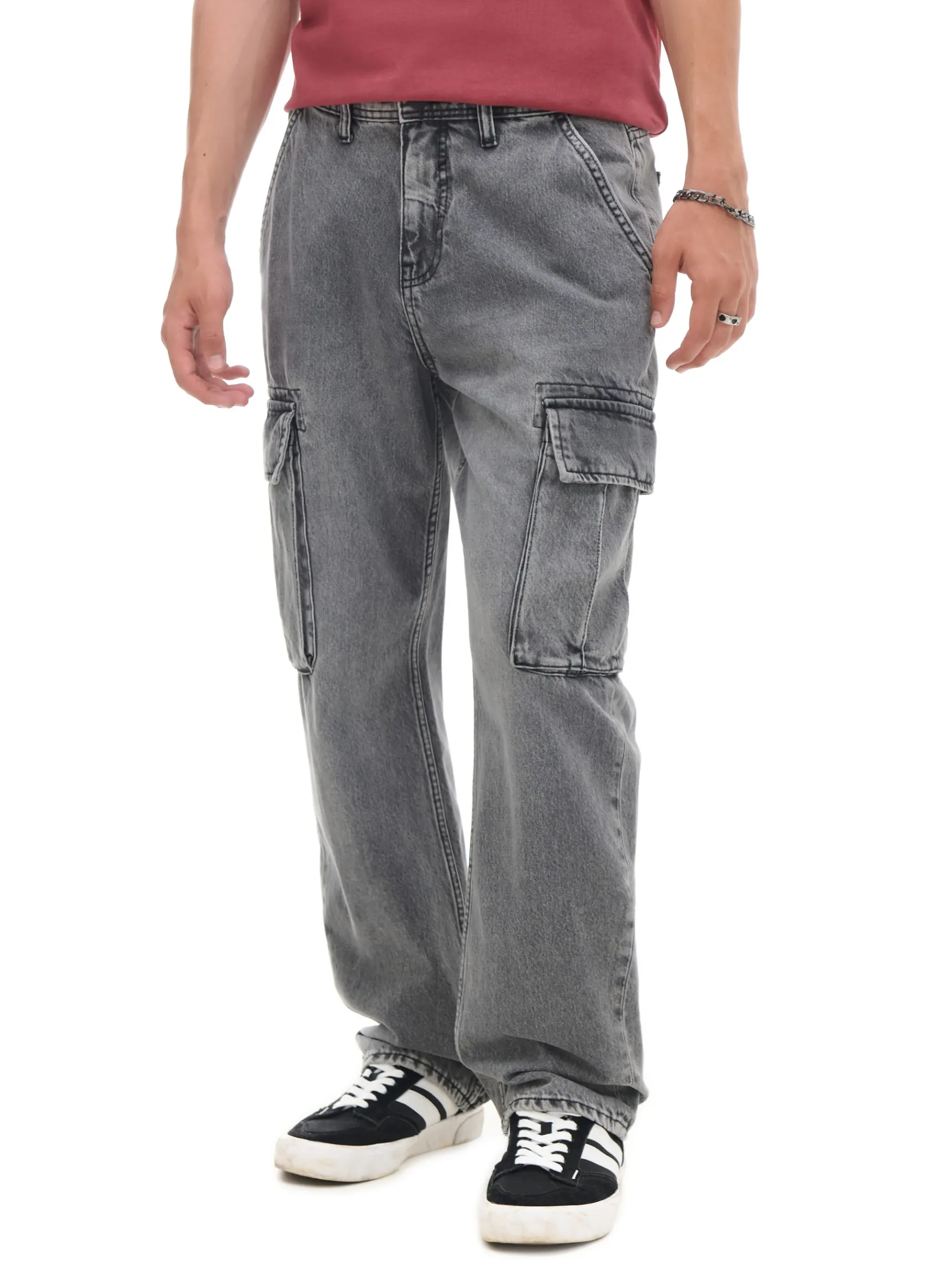 Fashion Cropp Szare jeansy relaxed szary