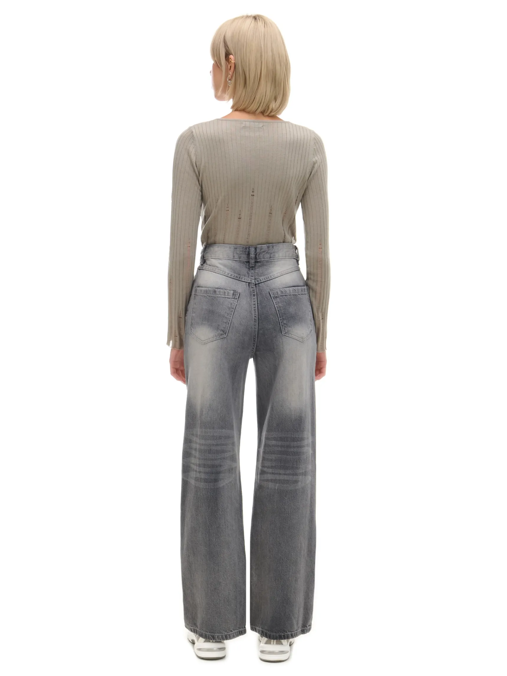New Cropp Szare jeansy retro wide leg jasnyszary