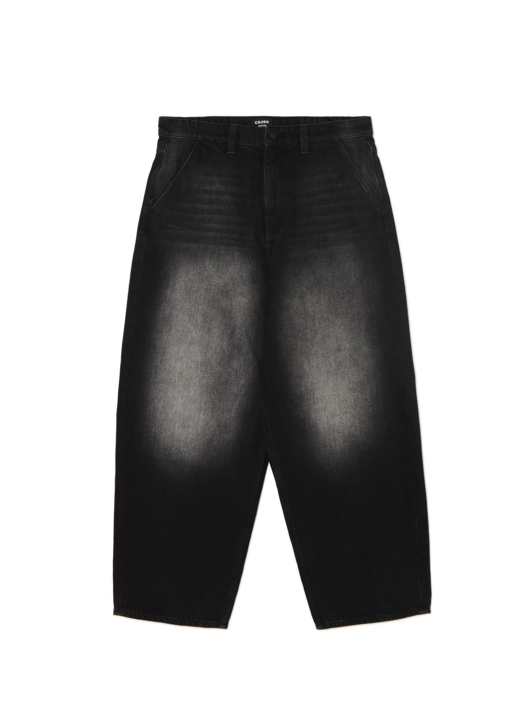 Best Cropp Szare jeansy skater z efektem sprania szary