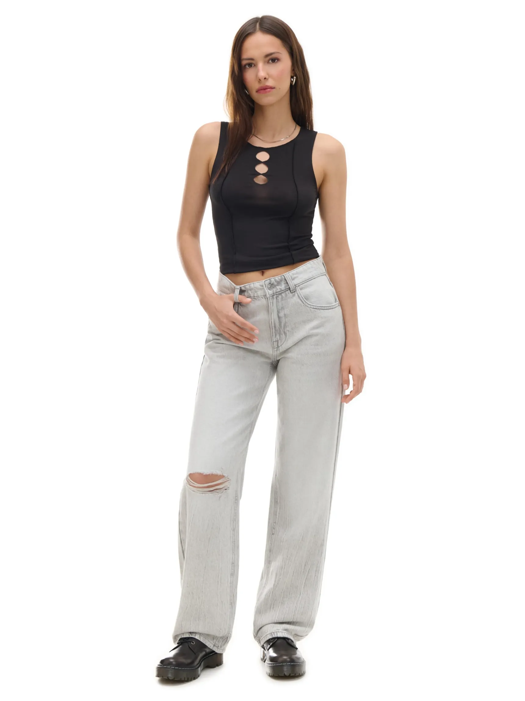 Fashion Cropp Szare jeansy straight jasnyszary