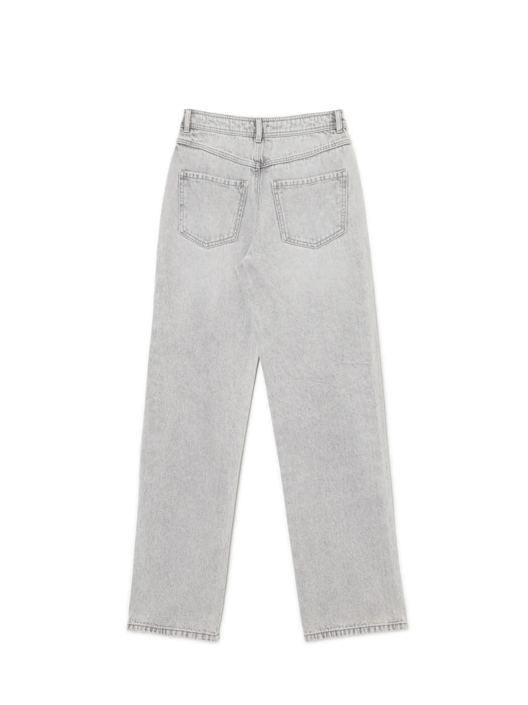 Clearance Cropp Szare jeansy straight z efektem sprania jasnyszary
