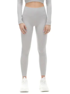 Sale Cropp Szare prążkowane legginsy jasnyszary
