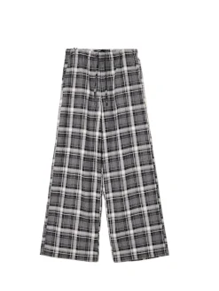 Fashion Cropp Szare spodnie baggy w kratę szary