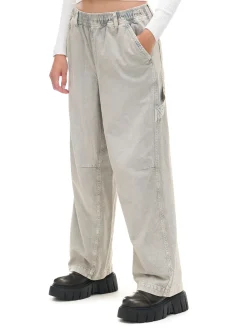 Sale Cropp Szare spodnie baggy z wysokim stanem zielony