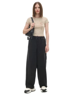 Discount Cropp Szare spodnie baggy z wysokim stanem szary