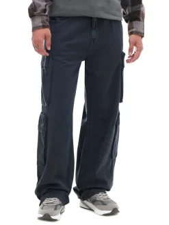 New Cropp Szare spodnie loose z kieszeniami cargo szary