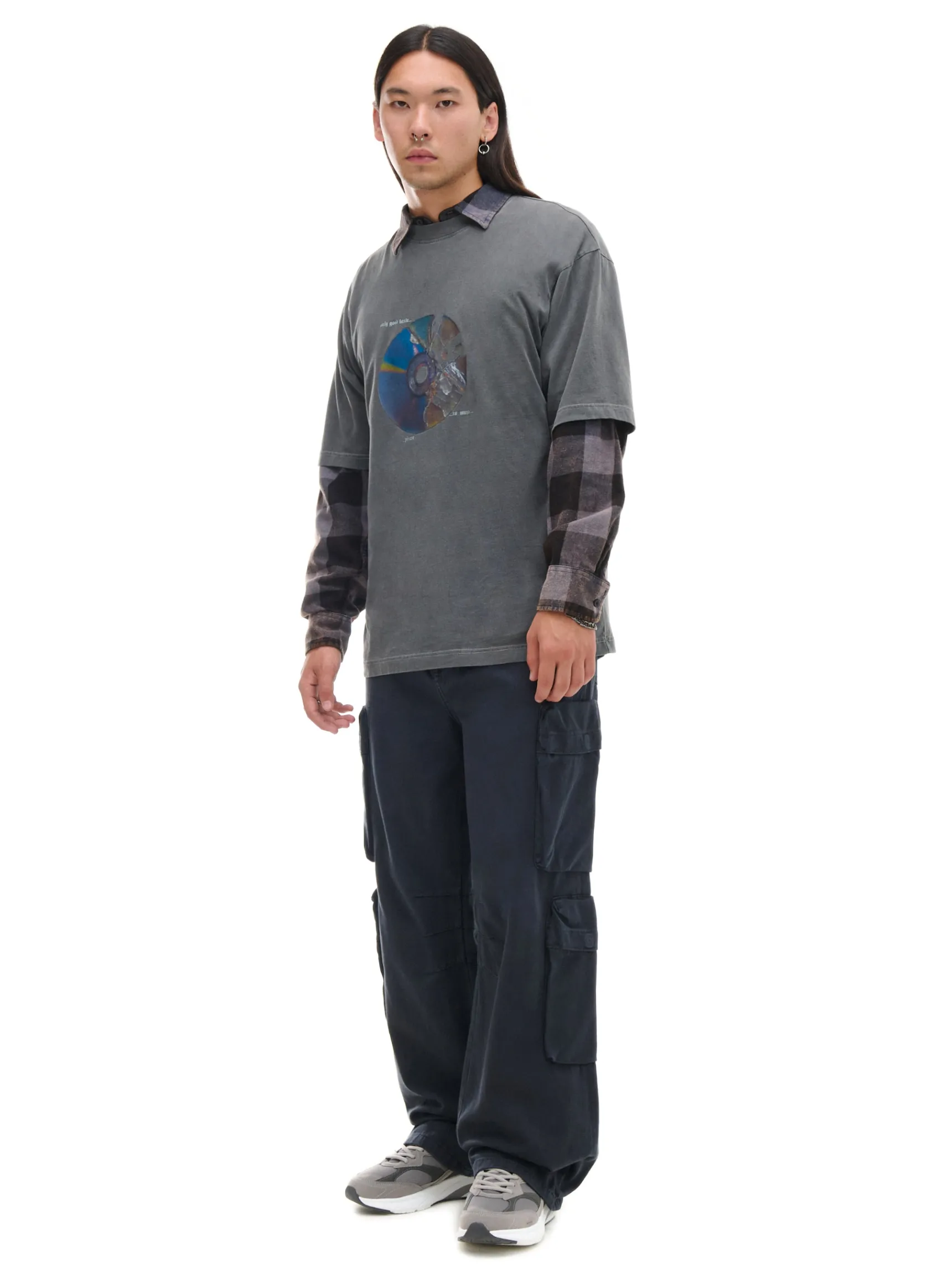 New Cropp Szare spodnie loose z kieszeniami cargo szary