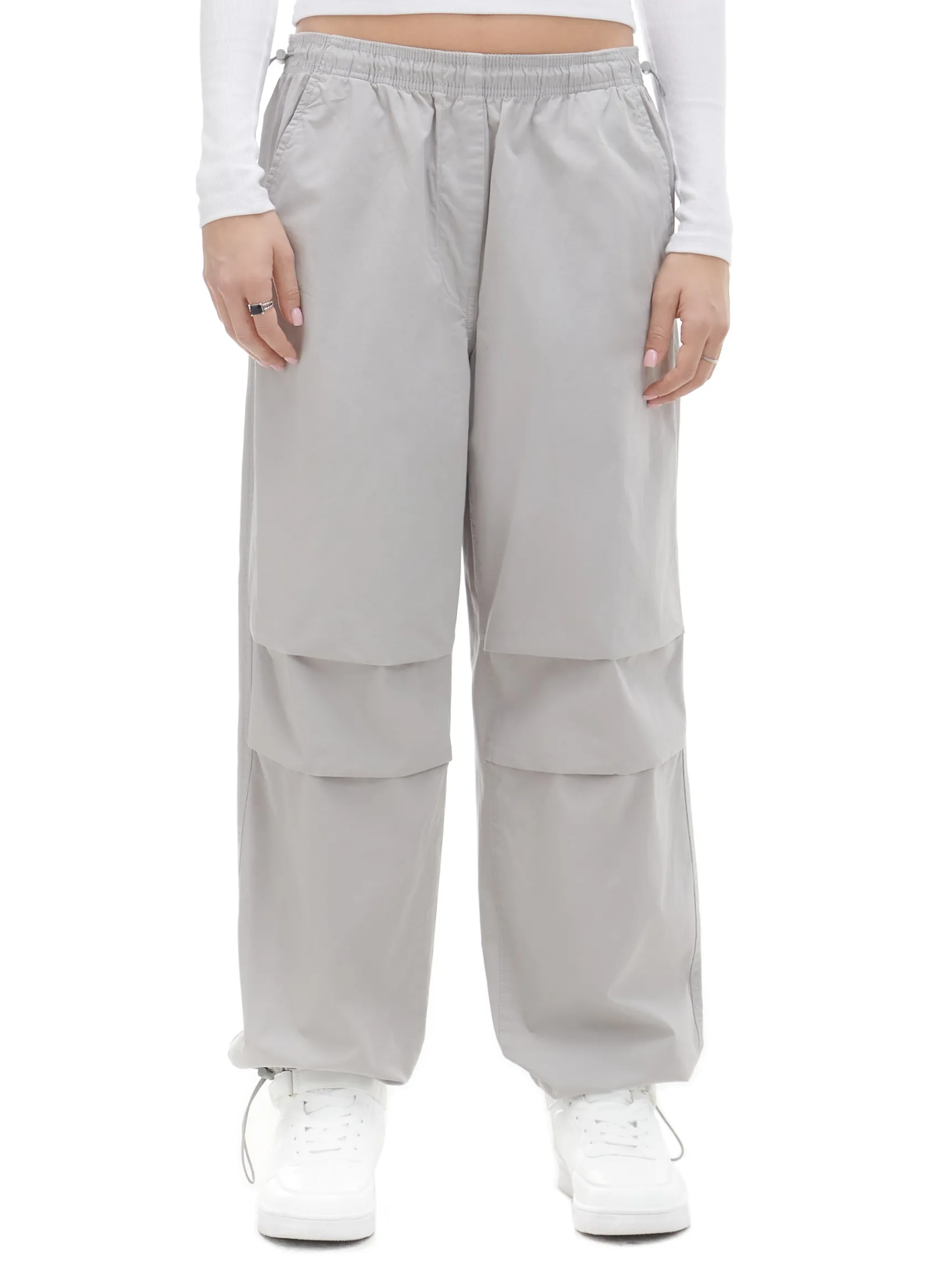 Best Cropp Szare spodnie parachute jasnyszary