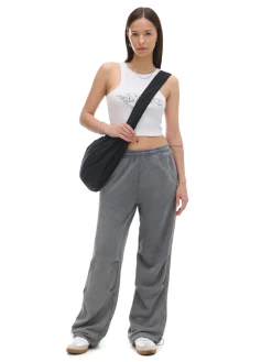 Sale Cropp Szare spodnie parachute jasnyszary