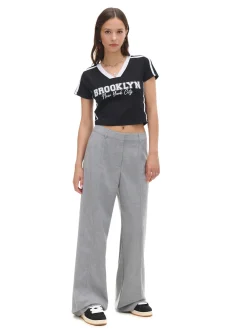 Sale Cropp Szare spodnie tailoring szary