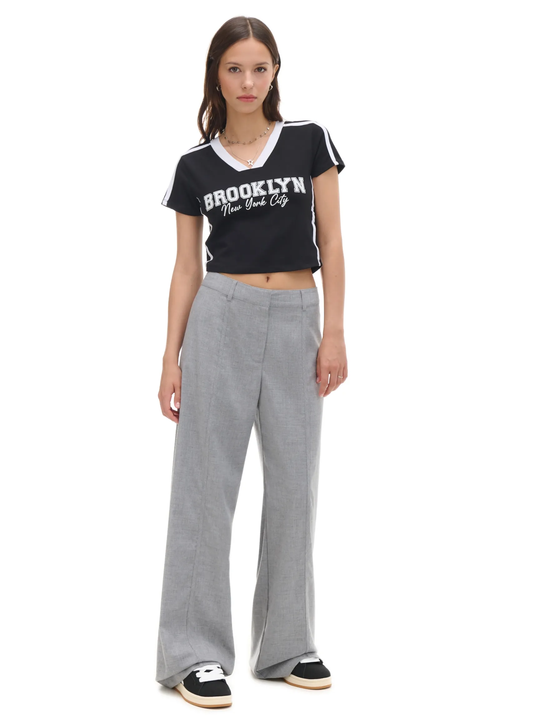 Sale Cropp Szare spodnie tailoring szary