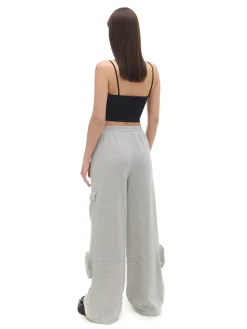 Fashion Cropp Szare spodnie z kieszeniami cargo jasnyszary