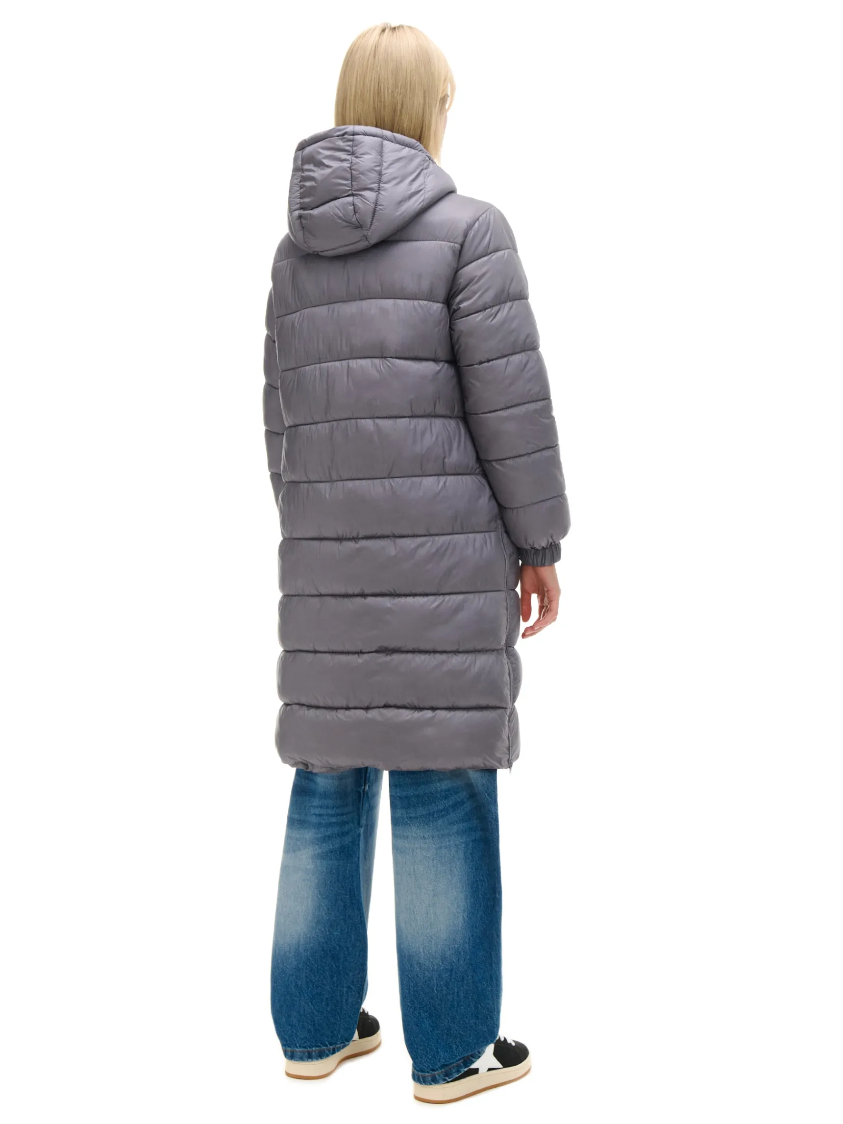 Outlet Cropp płaszcz puffer z kapturem szary