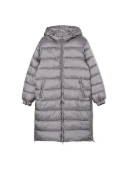 Outlet Cropp płaszcz puffer z kapturem szary