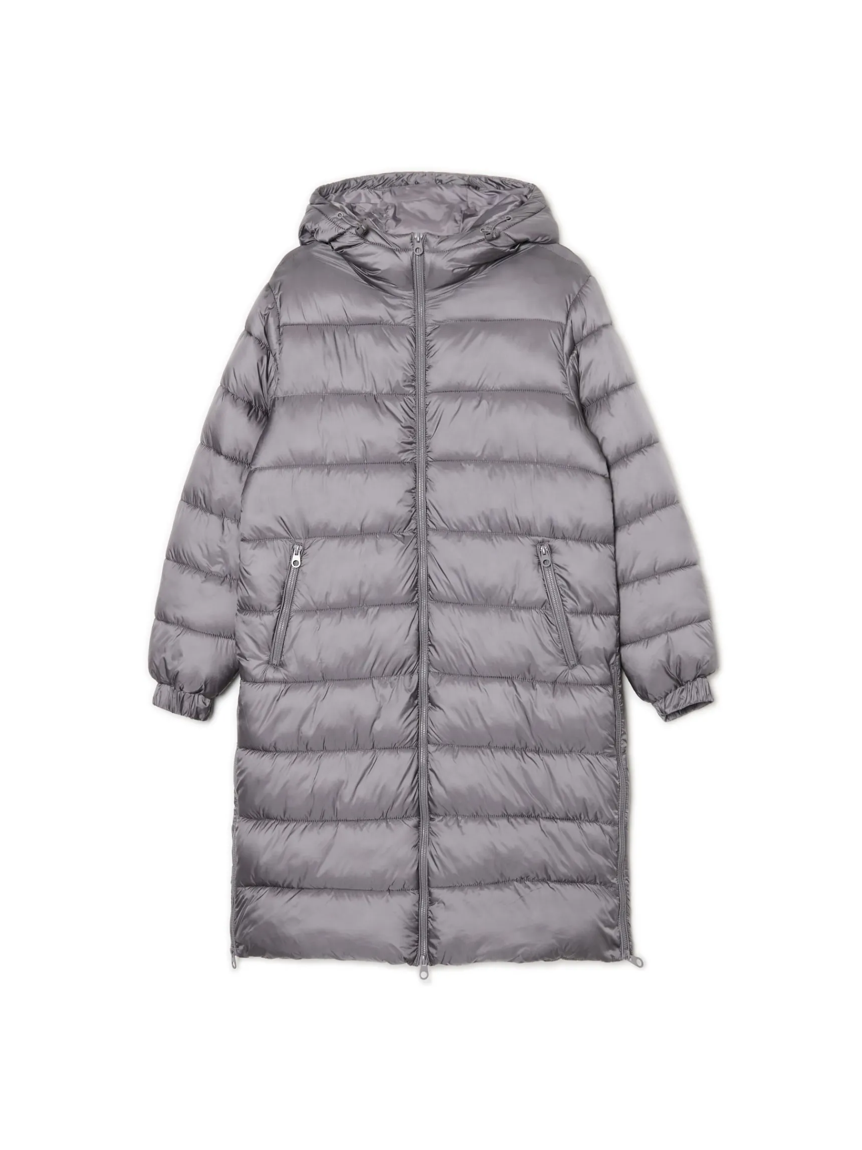 Outlet Cropp płaszcz puffer z kapturem szary
