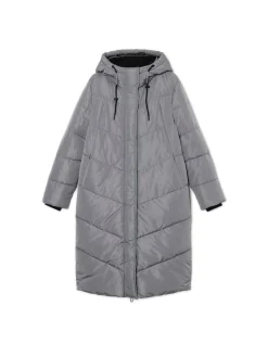Clearance Cropp płaszcz z kapturem szary