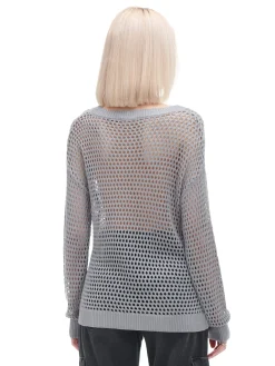 Sale Cropp siatkowy sweter szary