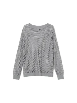 Sale Cropp siatkowy sweter szary