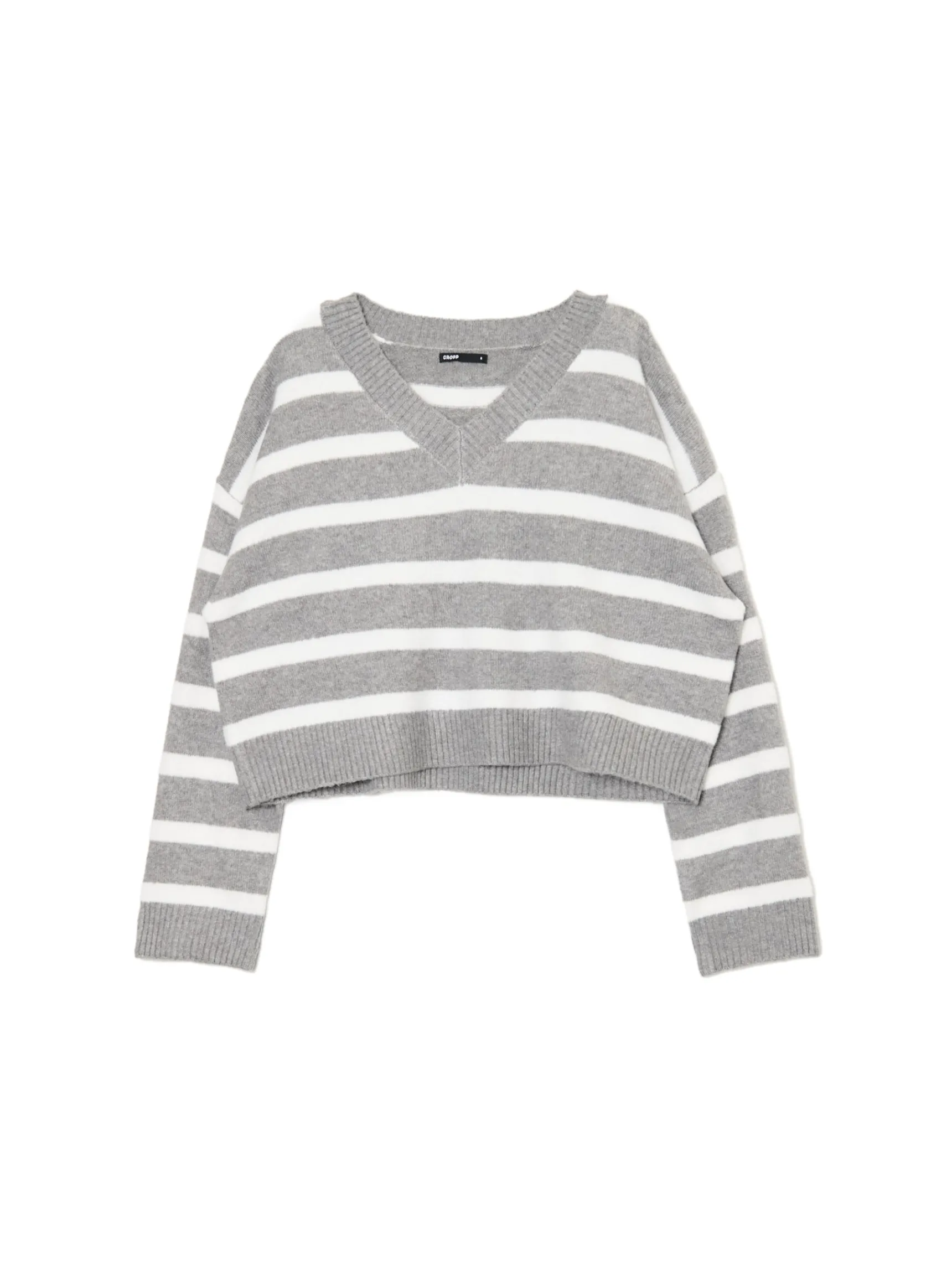 Outlet Cropp sweter w białe paski szary