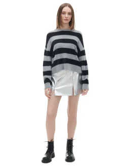 Fashion Cropp sweter w czarne paski szary