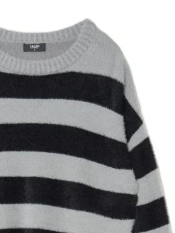 Fashion Cropp sweter w czarne paski szary