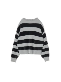 Fashion Cropp sweter w czarne paski szary