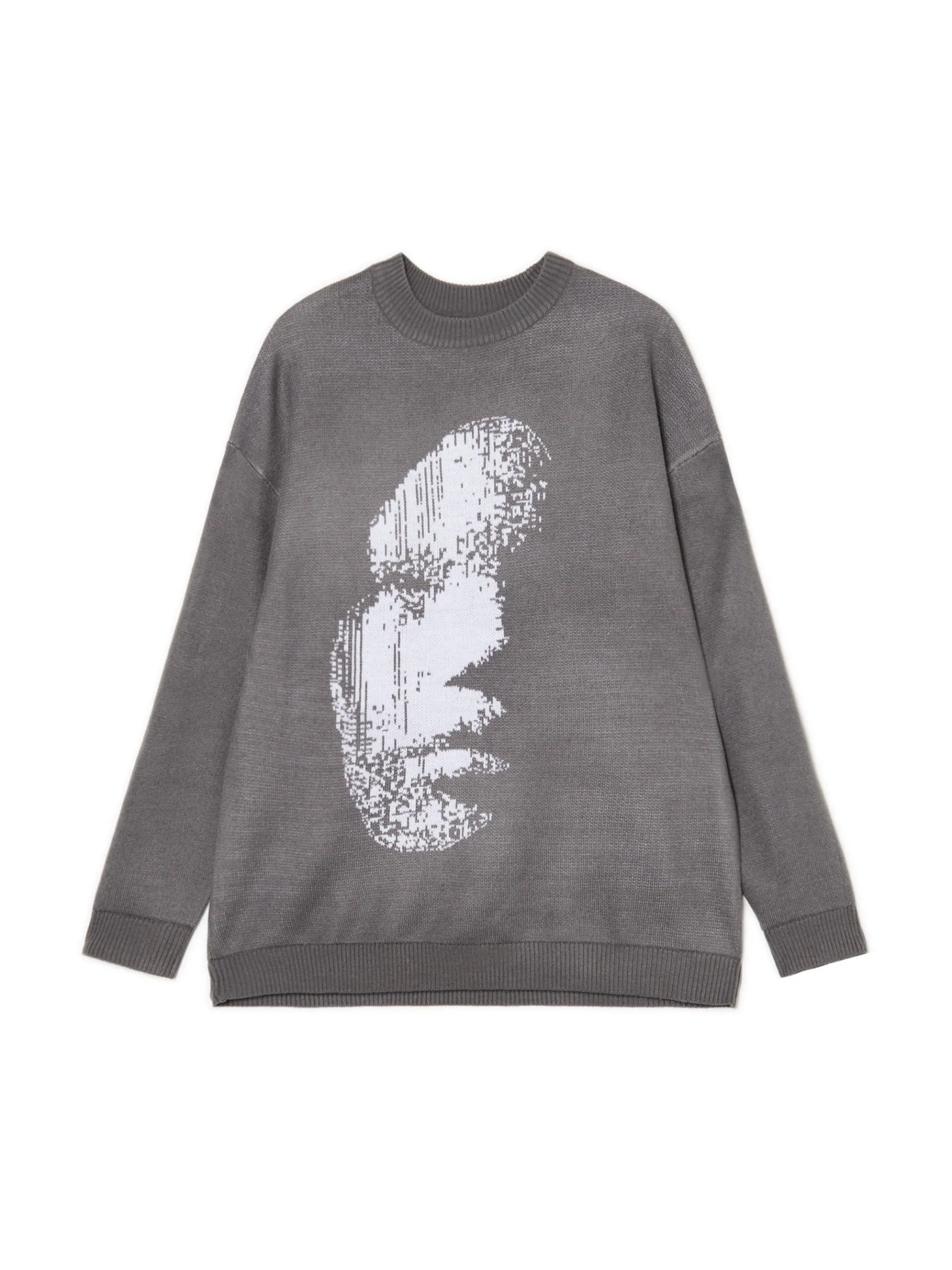 Discount Cropp sweter z artystycznym nadrukiem szary