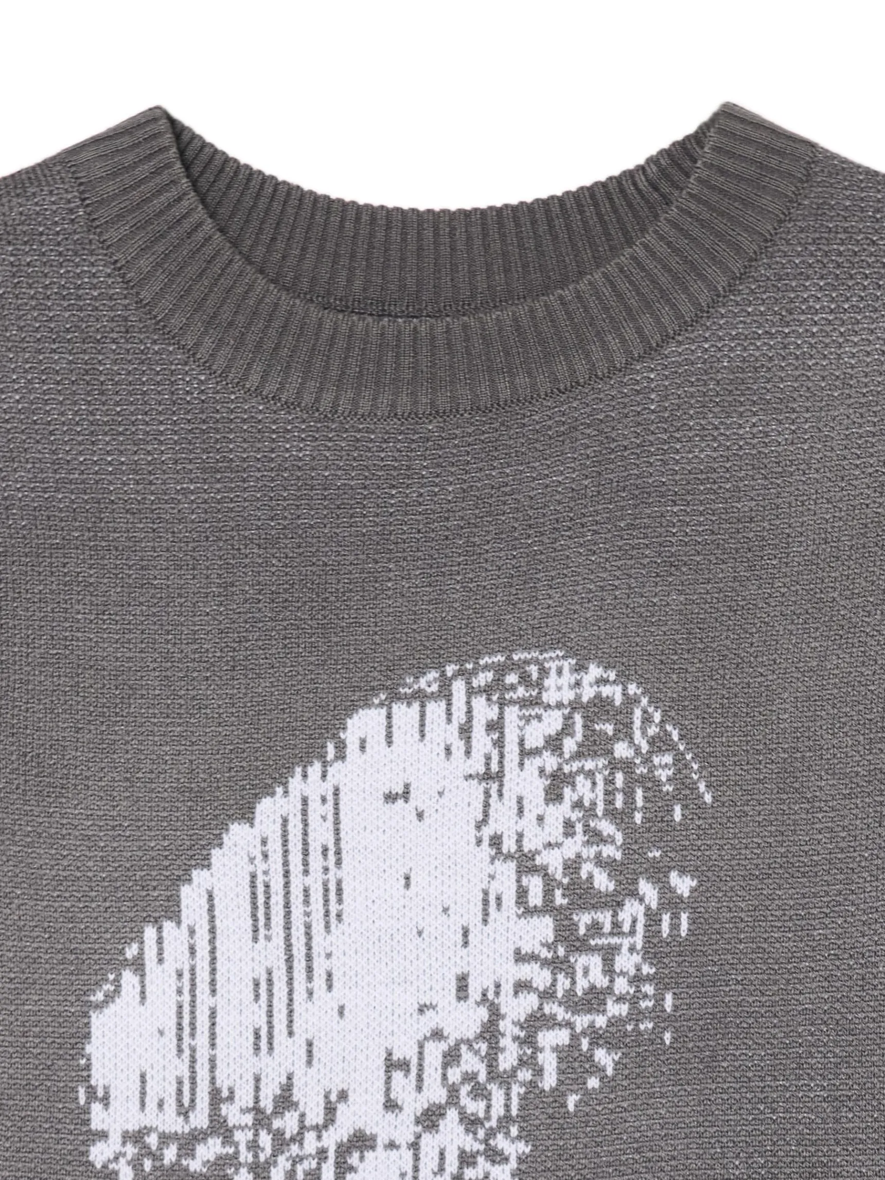 Discount Cropp sweter z artystycznym nadrukiem szary