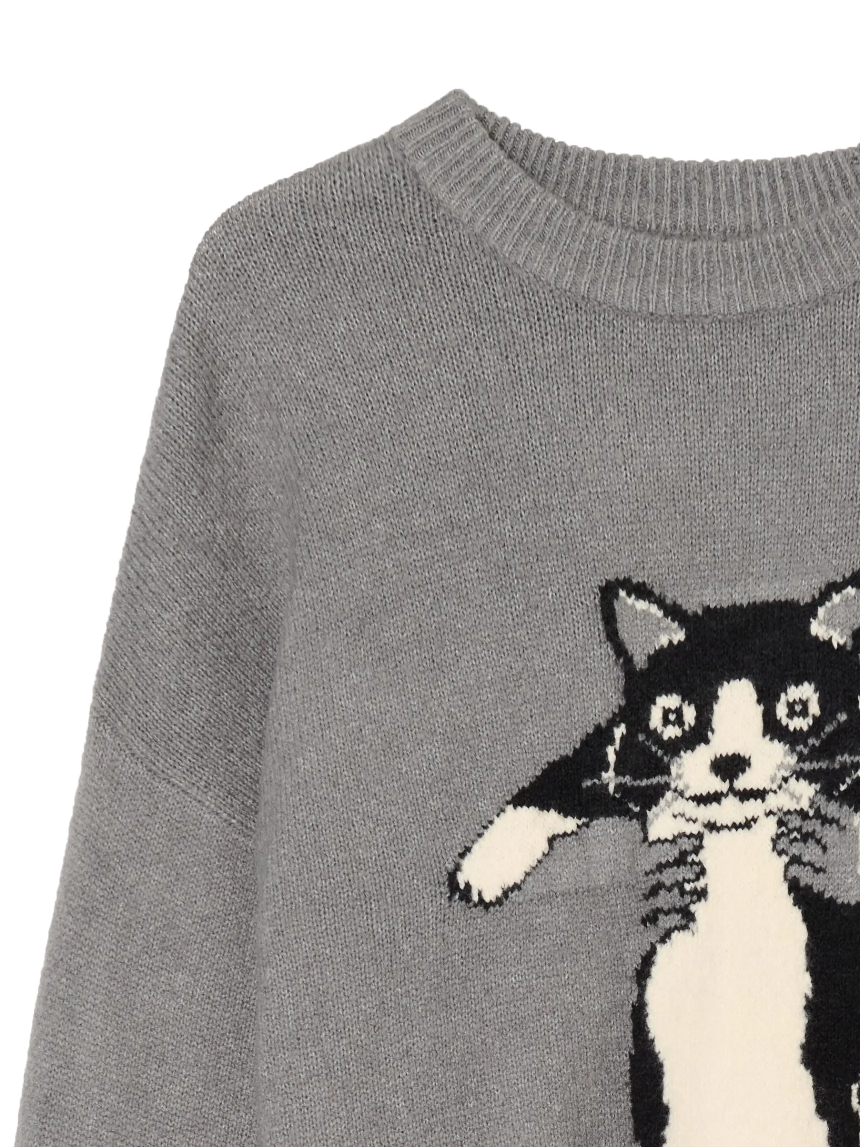 Clearance Cropp Szary sweter z kotem jasnyszary
