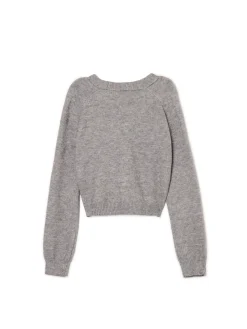 Clearance Cropp sweter z ozdobnymi kokardami szary