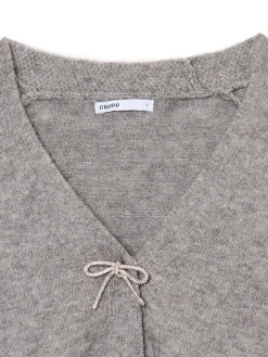 Clearance Cropp sweter z ozdobnymi kokardami szary